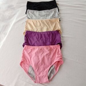 Women's Lot of 5 NWOT Leakproof Protective Period Panties Size L Assorted Colors